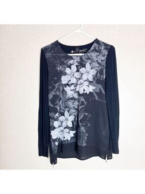 Desigual Marina Watercolor Floral Zippered Top S